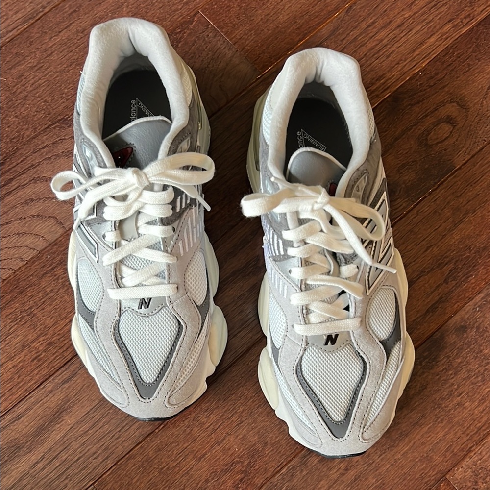 New Balance 9060 Gray and White Athletic Shoes